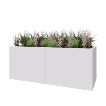 Teräksinen istutuslaatikko XXL - Suorakaiteen muotoiset - 200 x 80 x 80 cm - RAL9010 matta (valkoinen) - Pohjalevyllä