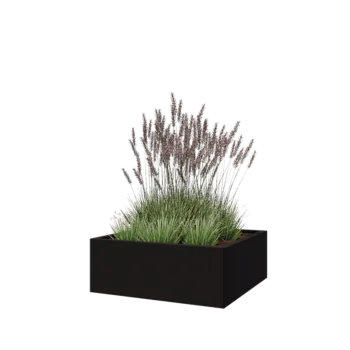 Teräksinen istutuslaatikko - Neliönmuotoiset - 80 x 80 x 30 cm - RAL9005 matta (musta) - Pohjalevyllä