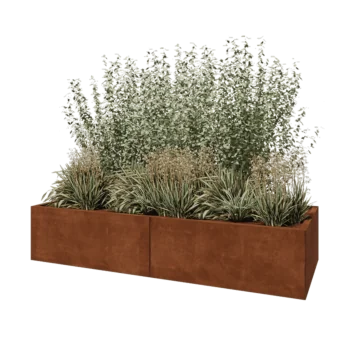 Corten-teräksinen istutuslaatikko XXL - Suorakaiteen muotoiset - 200 x 80 x 40 cm - Pohjalevyllä