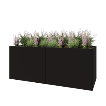 Teräksinen istutuslaatikko XXL - Suorakaiteen muotoiset - 200 x 80 x 80 cm - RAL9005 matta (musta) - Pohjalevyllä