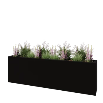 Lasikuituruukku - Suorakulmio - 200 x 30 x 60 cm - RAL9005 matta (musta) - Pohjallinen
