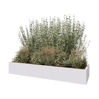 Teräksinen istutuslaatikko XXL - Suorakaiteen muotoiset - 200 x 60 x 30 cm - RAL9010 matta (valkoinen) - Pohjalevyllä