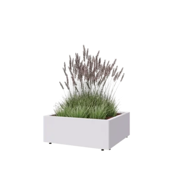 Teräksinen istutuslaatikko - Neliönmuotoiset - 80 x 80 x 30 cm - RAL9010 matta (valkoinen) - Pohjalevyllä - Jaloilla