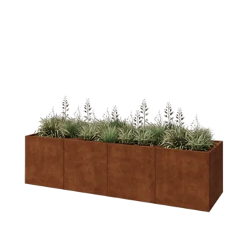Corten-teräksinen istutuslaatikko XXL - Suorakaiteen muotoiset - 320 x 80 x 80 cm - Pohjalevyllä
