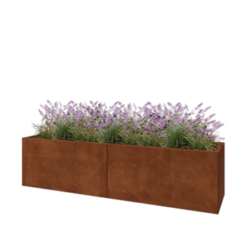 Corten-teräksinen istutuslaatikko XXL - Suorakaiteen muotoiset - 200 x 50 x 50 cm - Pohjalevyllä