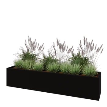 Lasikuituruukku - Suorakulmio - 200 x 40 x 40 cm - RAL9005 matta (musta) - Pohjallinen