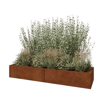 Corten-teräksinen istutuslaatikko XXL - Suorakaiteen muotoiset - 200 x 60 x 30 cm - Pohjalevyllä