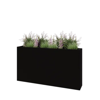 Lasikuituruukku - Suorakulmio - 150 x 25 x 80 cm - RAL9005 matta (musta) - Pohjallinen