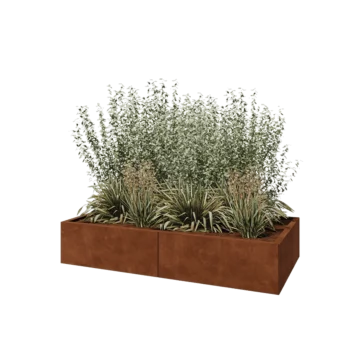Corten-teräksinen istutuslaatikko XXL - Suorakaiteen muotoiset - 160 x 80 x 30 cm - Pohjalevyllä