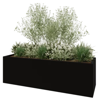 Lasikuituruukku - Suorakulmio - 200 x 60 x 60 cm - RAL9005 matta (musta) - Pohjallinen