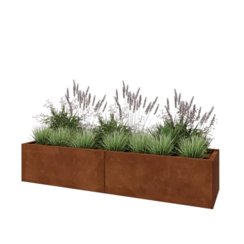 Corten-teräksinen istutuslaatikko XXL - Suorakaiteen muotoiset - 200 x 50 x 40 cm - Pohjalevyllä