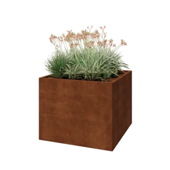 Corten-teräksinen istutuslaatikko - Neliönmuotoiset - 100 x 100 x 80 cm - Pohjalevyllä