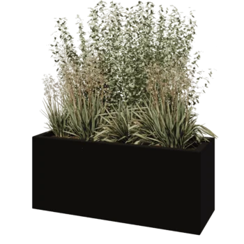 Lasikuituruukku - Suorakulmio - 120 x 40 x 50 cm - RAL9005 matta (musta) - Pohjallinen