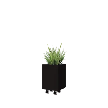 Teräksinen istutuslaatikko - Neliönmuotoiset - 30 x 30 x 40 cm - RAL9005 matta (musta) - Pohjalevyllä - Pyörillä