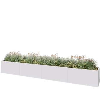 Teräksinen istutuslaatikko XXL - Suorakaiteen muotoiset - 480 x 50 x 60 cm - RAL9010 matta (valkoinen) - Ilman pohjalevyä