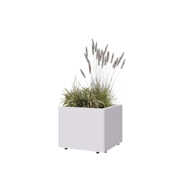Teräksinen istutuslaatikko - Neliönmuotoiset - 50 x 50 x 40 cm - RAL9010 matta (valkoinen) - Pohjalevyllä - Jaloilla