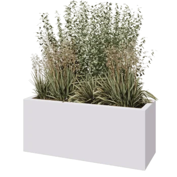 Lasikuituruukku - Suorakulmio - 120 x 40 x 50 cm - RAL9010 matta (valkoinen) - Pohjallinen