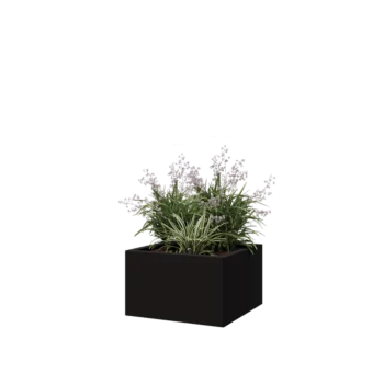 Teräksinen istutuslaatikko - Neliönmuotoiset - 50 x 50 x 30 cm - RAL9005 matta (musta) - Pohjalevyllä