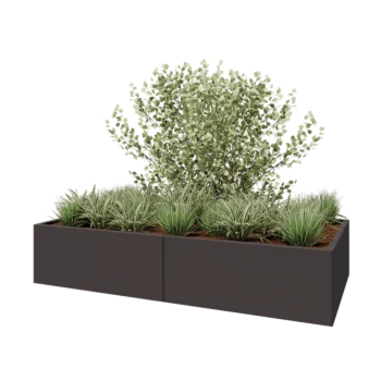 Teräksinen istutuslaatikko XXL - Suorakaiteen muotoiset - 200 x 100 x 40 cm - RAL7016 matta (antrasiitinharmaa) - Pohjalevyllä