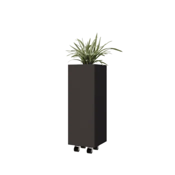 Teräksinen istutuslaatikko - Neliönmuotoiset - 30 x 30 x 80 cm - RAL7016 matta (antrasiitinharmaa) - Pohjalevyllä - Pyörillä