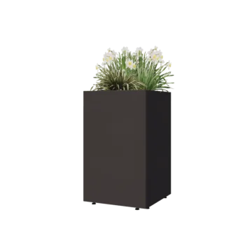 Teräksinen istutuslaatikko - Neliönmuotoiset - 50 x 50 x 80 cm - RAL7016 matta (antrasiitinharmaa) - Pohjalevyllä - Jaloilla