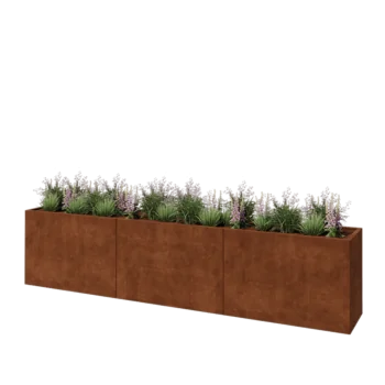 Corten-teräksinen istutuslaatikko XXL - Suorakaiteen muotoiset - 360 x 50 x 80 cm - Pohjalevyllä