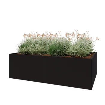 Teräksinen istutuslaatikko XXL - Suorakaiteen muotoiset - 200 x 120 x 60 cm - RAL9005 matta (musta) - Pohjalevyllä