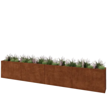 Corten-teräksinen istutuslaatikko XXL - Suorakaiteen muotoiset - 480 x 40 x 80 cm - Pohjalevyllä