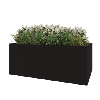 Teräksinen istutuslaatikko XXL - Suorakaiteen muotoiset - 200 x 120 x 80 cm - RAL9005 matta (musta) - Pohjalevyllä