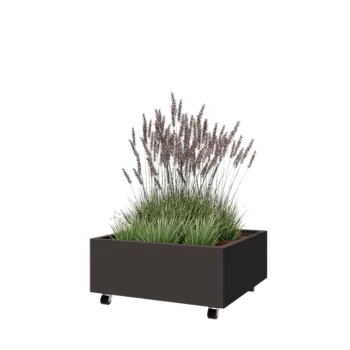 Teräksinen istutuslaatikko - Neliönmuotoiset - 80 x 80 x 30 cm - Muu RAL-väri - Pohjalevyllä - Pyörillä