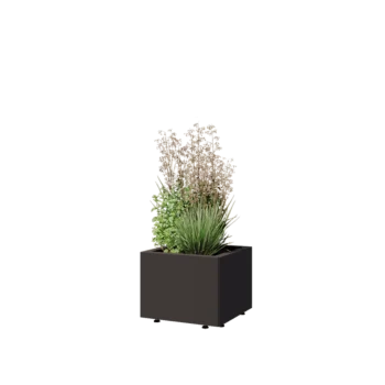 Teräksinen istutuslaatikko - Neliönmuotoiset - 40 x 40 x 30 cm - RAL7016 matta (antrasiitinharmaa) - Pohjalevyllä - Jaloilla