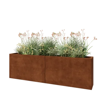 Corten-teräksinen istutuslaatikko XXL - Suorakaiteen muotoiset - 200 x 30 x 60 cm - Pohjalevyllä