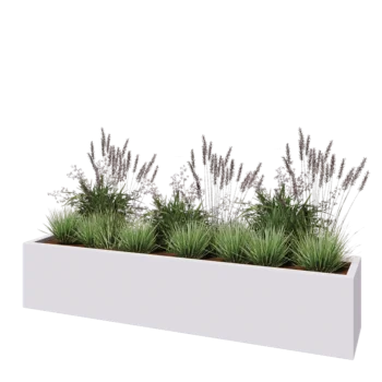 Lasikuituruukku - Suorakulmio - 200 x 40 x 40 cm - RAL9010 matta (valkoinen) - Pohjallinen