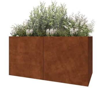 Corten-teräksinen istutuslaatikko XXL - Suorakaiteen muotoiset - 200 x 100 x 100 cm - Pohjalevyllä