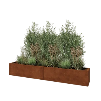Corten-teräksinen istutuslaatikko XXL - Suorakaiteen muotoiset - 200 x 30 x 30 cm - Pohjalevyllä