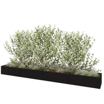 Teräksinen istutuslaatikko XXL - Suorakaiteen muotoiset - 480 x 60 x 40 cm - RAL9005 matta (musta) - Pohjalevyllä