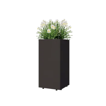 Teräksinen istutuslaatikko - Neliönmuotoiset - 40 x 40 x 80 cm - RAL7016 matta (antrasiitinharmaa) - Pohjalevyllä - Jaloilla