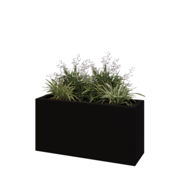 Lasikuituruukku - Suorakulmio - 100 x 30 x 50 cm - RAL9005 matta (musta) - Pohjallinen