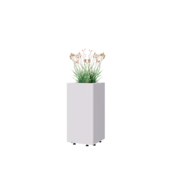 Teräksinen istutuslaatikko - Neliönmuotoiset - 30 x 30 x 60 cm - RAL9010 matta (valkoinen) - Pohjalevyllä - Jaloilla