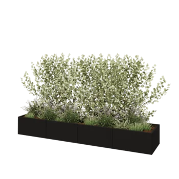 Teräksinen istutuslaatikko XXL - Suorakaiteen muotoiset - 320 x 60 x 40 cm - RAL9005 matta (musta) - Ilman pohjalevyä