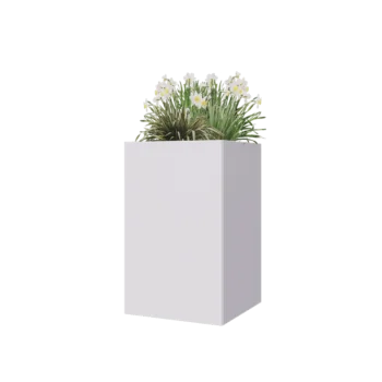 Teräksinen istutuslaatikko - Neliönmuotoiset - 50 x 50 x 80 cm - RAL9010 matta (valkoinen) - Pohjalevyllä