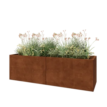 Corten-teräksinen istutuslaatikko XXL - Suorakaiteen muotoiset - 200 x 60 x 60 cm - Pohjalevyllä