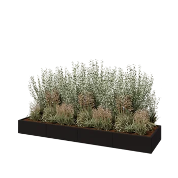 Teräksinen istutuslaatikko XXL - Suorakaiteen muotoiset - 320 x 80 x 30 cm - RAL9005 matta (musta) - Ilman pohjalevyä