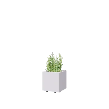 Teräksinen istutuslaatikko - Neliönmuotoiset - 30 x 30 x 30 cm - RAL9010 matta (valkoinen) - Pohjalevyllä - Jaloilla