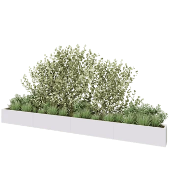 Teräksinen istutuslaatikko XXL - Suorakaiteen muotoiset - 480 x 30 x 40 cm - RAL9010 matta (valkoinen) - Ilman pohjalevyä