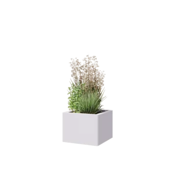 Teräksinen istutuslaatikko - Neliönmuotoiset - 40 x 40 x 30 cm - RAL9010 matta (valkoinen) - Ilman pohjalevyä