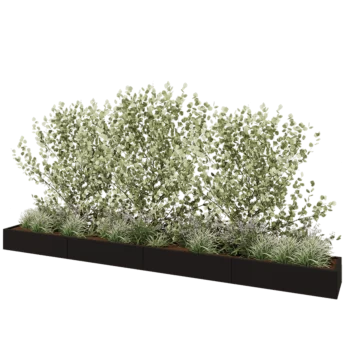 Teräksinen istutuslaatikko XXL - Suorakaiteen muotoiset - 480 x 50 x 30 cm - RAL9005 matta (musta) - Pohjalevyllä