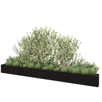 Teräksinen istutuslaatikko XXL - Suorakaiteen muotoiset - 480 x 30 x 40 cm - RAL9005 matta (musta) - Ilman pohjalevyä