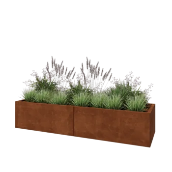 Corten-teräksinen istutuslaatikko XXL - Suorakaiteen muotoiset - 200 x 60 x 40 cm - Pohjalevyllä