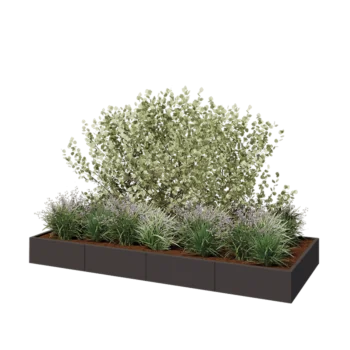 Teräksinen istutuslaatikko XXL - Suorakaiteen muotoiset - 320 x 120 x 30 cm - RAL7016 matta (antrasiitinharmaa) - Ilman pohjalevyä